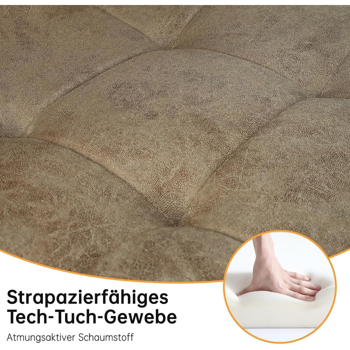 LEWE Комплект обідніх стільців для кухні та їдальні, сучасний дизайн, металеві ніжки, м'яке сидіння з технічної тканини (6 шт., жовто-коричневий)