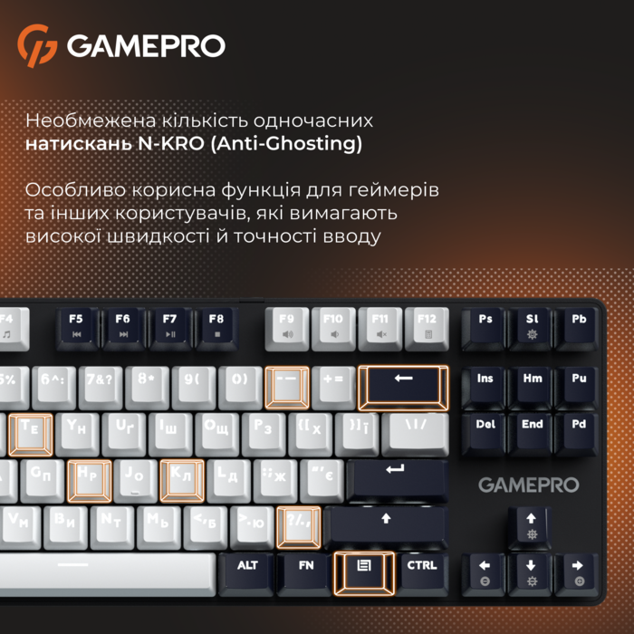 Дротова механічна клавіатура GamePro Genesis Metallic (MK110B) 87% Red switches