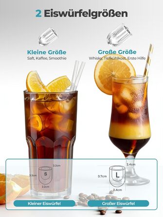 Льодогенератор Fohere портативний самоочисний, 14 кг/24 год, 2 розміри льоду, компактний, чорний - для дому, бару, офісу, кемпінгу