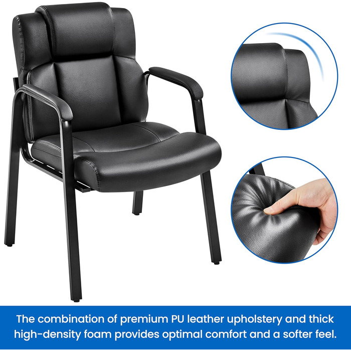 Крісла для офісу та конференцій Yaheetech (4 шт.) - чорні, без роликів
