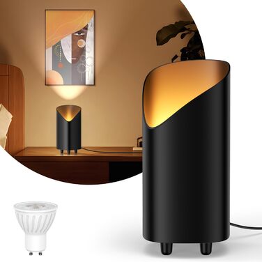 LED прожектор для підсвічування вгору 7W, чорний. Світлодіодний світильник на підставці з лампою GU10 500LM, тепле світло 3000K, з ножним вимикачем