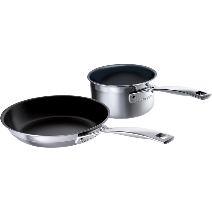 Каструля з антипригарним покриттям LE CREUSET, 1.4 л, нержавіюча сталь, Ø 14 см, для всіх типів плит (вкл. індукція), срібна