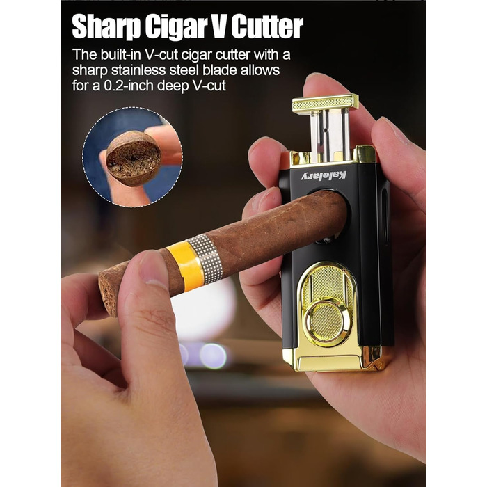 Вишуканий вологомір для сигар Kalolary з різаком, портативний, з кедровою обшивкою, вміщує до 8 сигар, чудовий подарунок для чоловіків (колір: коричневий)