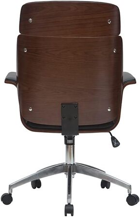 Офісний крісло Miliboo Design, чорний колір, з елементами темного дерева, модель Elon