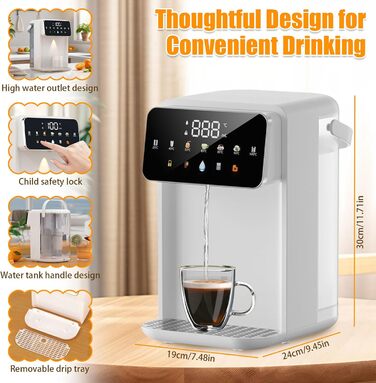 iFCOW Дозатор гарячої води, миттєвий нагрів за 3 секунди, 7 температурних режимів, 8 виходів, 3-5л бак, регулювання гучності, пам'ять - для кухні та офісу