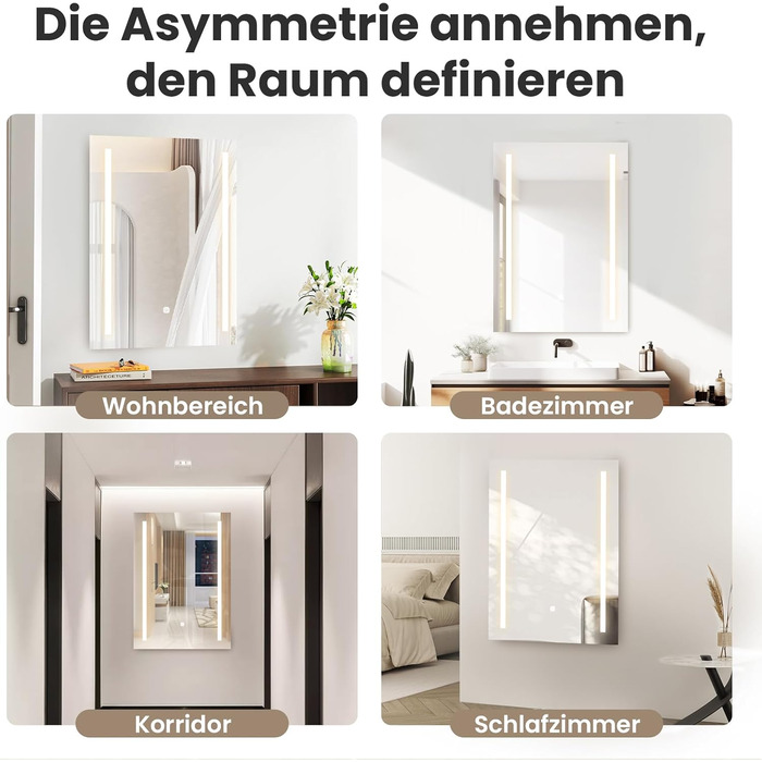 LED дзеркало для ванної кімнати з підсвічуванням | Водостійке IP54 | Сенсорне управління | 70x50 см | Стиль 2