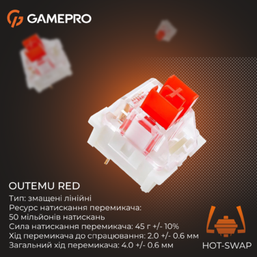 Дротова механічна клавіатура GamePro Genesis Joker (MK124W) 87% Red switches