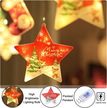 Льоново-новорічна гірлянда на вікна BLOOMWIN - 120 LED, 8 режимів, тепле біле світло, USB, 3D мотив