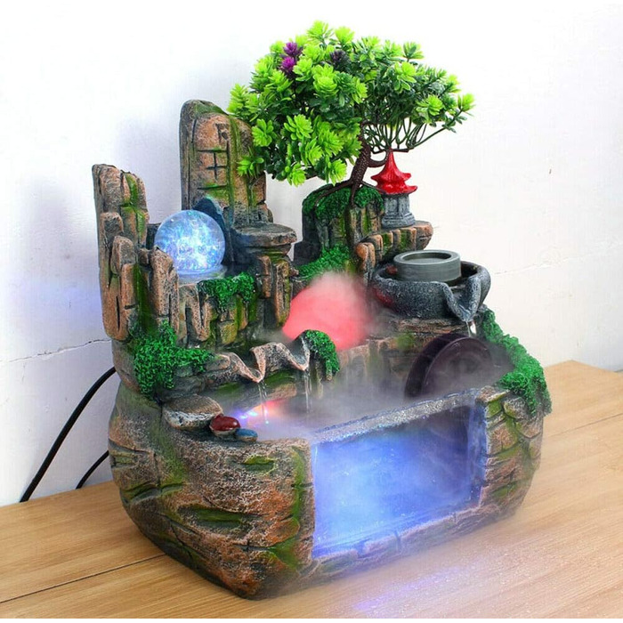 Фонтан для дому у стилі Фен-Шуй з LED-підсвіткою та розпилювачем, кришталева куля, декор для вітальні та саду