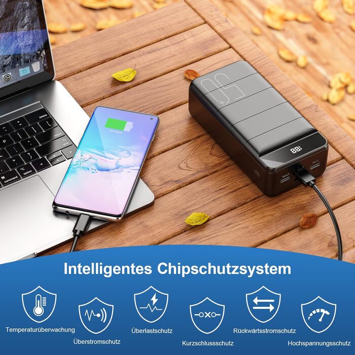 Вт, PD USB-C, LED-дисплей, 4 виходи, 3 входи, для iPhone/iPad/планшетів, 60000mAh, 22.5