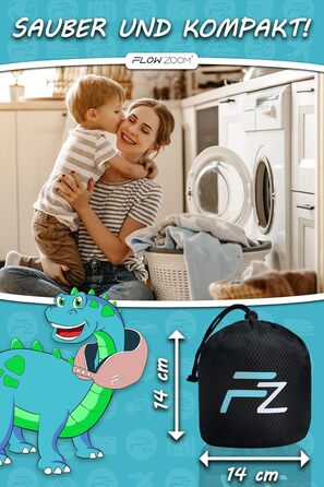 Подушка для шиї FLOWZOOM Comfy - для подорожей (літак, авто) - Memory Foam, регульована, 360° підтримка, дихаючий чохол, чорний (4.2. Comfy Kids S - Рожевий)