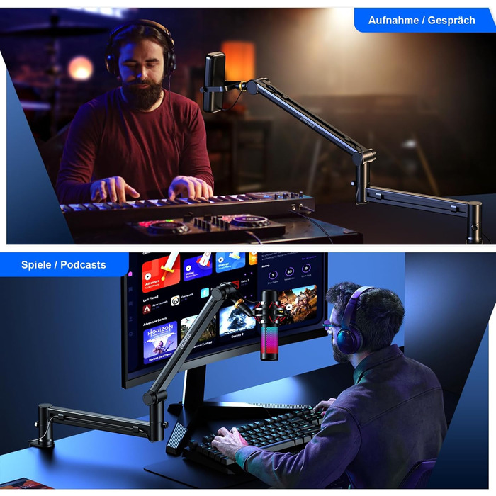 Стійка-тримач для мікрофона Aokeo AK-58 низькопрофільна, для HyperX QuadCast, SoloCast, Elgato Wave, Shure SM7B, Blue Yeti, Blue Snowball