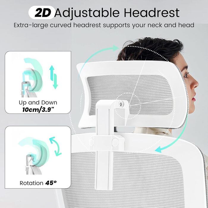 Ергономічне крісло для офісу Fizzin з регульованою поперековою підтримкою, дихаюча сітка, потовщене сидіння, зручне для дому та офісу (Рожевий, Сірий)