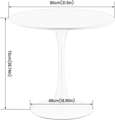 Круглий обідній стіл для кухні, вітальні, балкону. Діаметр 70/80 см, білий/чорний