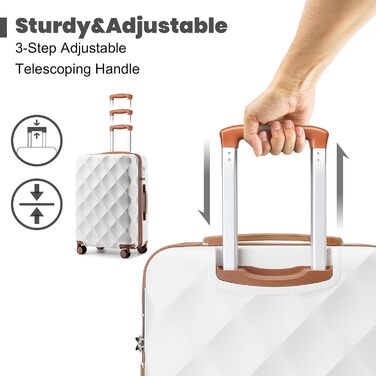 Набір валіз British Traveller: ручна валіза 54x36.5x21.5 см + косметичка 31x25x17 см, ABS+PC, кремовий