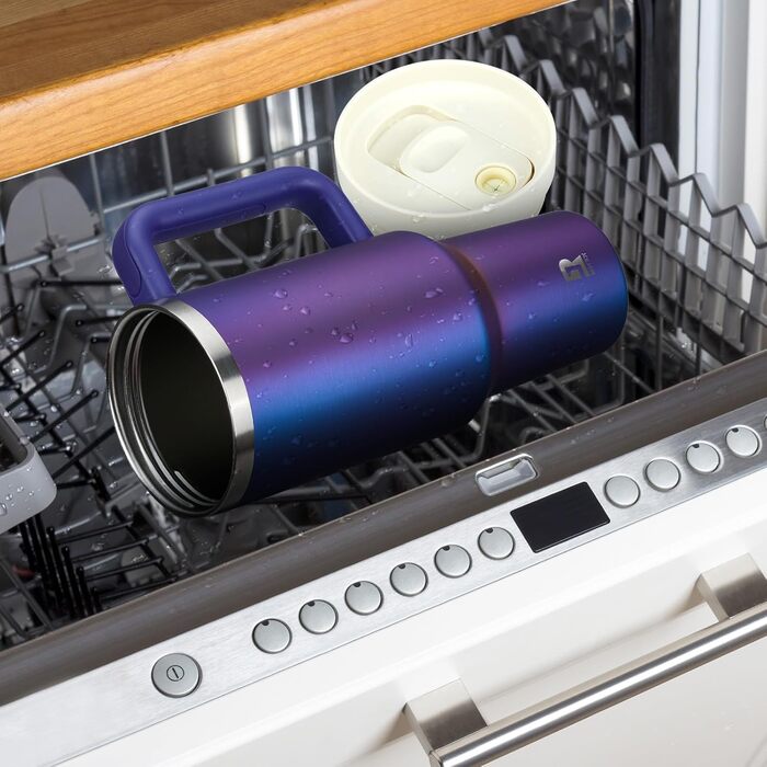 Термокружка-пляшка 1200 мл з трубочкою та антиковзним покриттям, без BPA, з подвійними стінками, для авто, офісу, відпочинку (Пастельно-рожевий, Біло-рожевий, Пурпурно-червоний)