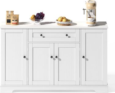 Багатофункціональний буфет-білизна для кухні, вітальні та спальні – 138 см, з шухлядою, полицями та регульованими полицями, з кріпленням від перекидання