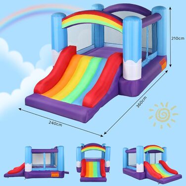 Надувний замок LEADZM з гіркою та насосом, для дітей 3-10 років, 360x240x210 см, ігровий комплекс для дому та вулиці