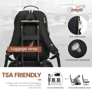 LOVEVOOK Рюкзак для жінок, великий, 15.6 дюймів, для ноутбука, водонепроникний, шкільний, для дівчаток-підлітків, чорний, елегантний, для роботи, для школи, університету, подорожей, 15.6 дюймів, A-чорний