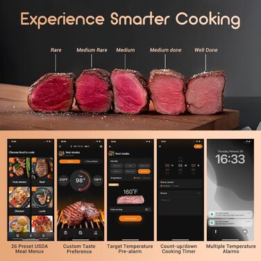 Термометр для м'яса Inkbird INT-11P-B: бездротовий, Bluetooth, IP67, для гриля, BBQ, духовки та кухні