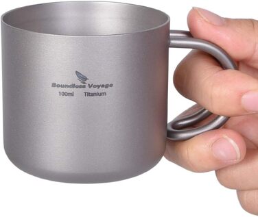 мл Титанова чашка для кави Двошарова вода Набір чайних чашок Відкритий внутрішній винний кухоль Кемпінг Пікнік Повсякденний посуд для напоїв Домашнє використання Ti3085D (2шт - Ti1594i), 100