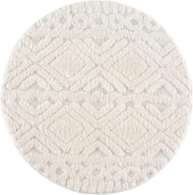 Килим City Shaggy Carpet Cream Diamond 3D Effect Shaggy Boho Scandi, 200 см круглий