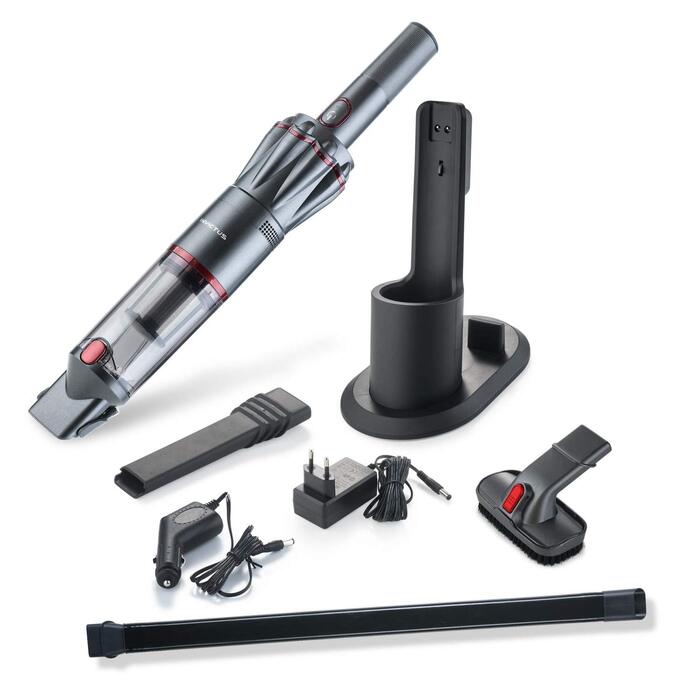 Акумуляторний ручний пилосмок Genius Invictus One 1.0 сірий, 11000 Па, HEPA-фільтр, комплект 11 предметів, для авто та тварин