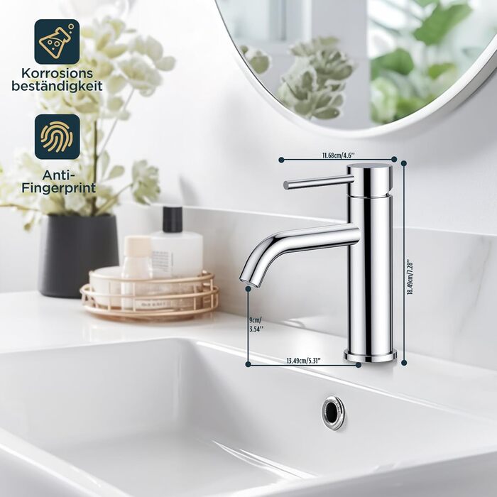 Змішувач для ванної кімнати FORIOUS з комплектом зливу, чорний, висота виливу 190 мм, однорідний, для умивальника, ванної кімнати