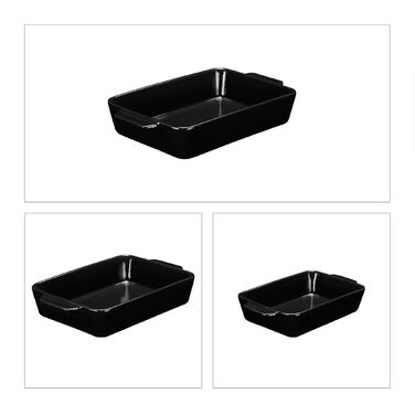 Набір форм для запікання Relaxdays, 3 шт., кераміка, чорний