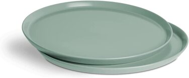 Тарілка SPRINGLANE Ø 27 см, Набір з 2 керамічних, білих, придатних для миття в посудомийній машині, духовки і мікрохвильової печі Sweet Scandi (м'ята, набір з 2 тарілок для піци)