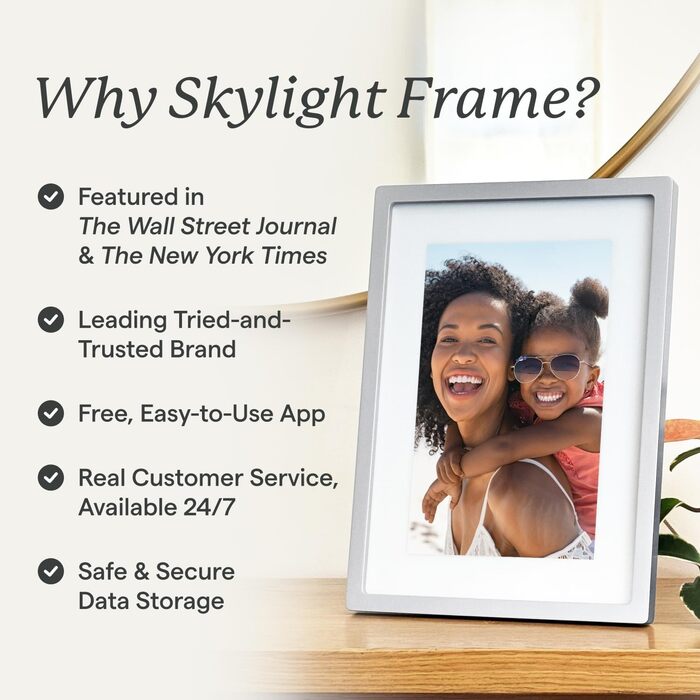 Цифровий рамка для фото Skylight Frame 15 дюймів з Wi-Fi, сенсорний екран, відправка фото по електронній пошті/додатку, хмарне сховище - чудовий подарунок (25,4 см, класичний білий)