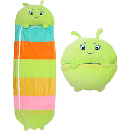 Дитячий спальний мішок WGYTECH, м'який пухнастий дитячий спальний мішок, 2 в 1 комплект.Складаний спальний мішок з м'якими іграшками-це подушка для дівчаток і хлопчиків, які грають-обіймаються-сплячих (L, зелений)