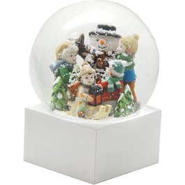 Снігова куля Різдвяний сніговик в стилі Бауер зимова сцена на п'єдесталі білий, Чиста лінія, діаметр 1