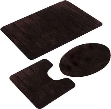 Комплект килимків для ванної кімнати Jianyana: 3 шт. (мікрофібра, антиковзаючі, м'які, з малюнком смужок кави)