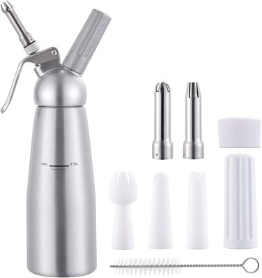 Професійний сифон для збивання вершків з 3 насадками, 500 мл (алюміній)