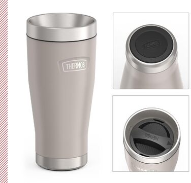 Термос ICON MUG 0,47л, бежевий/пісочний мат, термокружка 470мл, сталевий термос для кави з собою, ізоляційний термос, 7 год гаряче / 22 год холодне, придатний для миття в посудомийній машині, абсолютно герметичний, без BPA 470 мл Бежевий / Пісочний мат