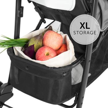 Дитяча коляска Hauck Shopper Neo II сіро-чорна, від народження до 22 кг, з регульованою ручкою та великим кошиком