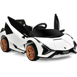 Дитячий електромобіль Lamborghini Goplus з пультом керування, Bluetooth, USB, музикою та сигналом, 3-5 км/год, для дітей 3-8 років, білий
