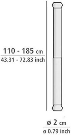 Телескопічна душова штанга WENKO, висувна душова шторка для затиску без свердління та без залишків, виготовлена з нержавіючого та міцного алюмінію, Ø 2 x 110-185 см, біла 110-185 см Білий