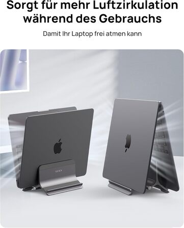 Підставка для ноутбука SODI вертикальна, автоматична, з алюмінію, для MacBook Pro/Air, ноутбуків, планшетів, телефонів (сіра)