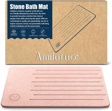 Килимок для ванни з каменю Amilutuo, нековзний, швидковисихаючий (60x39 см, рожевий)