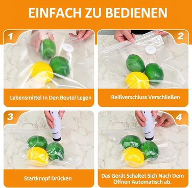 Вакууматор для продуктів харчування, компактний вакуумний пакувальник для безперервного використання з набором з 30 вакуумних пакетів