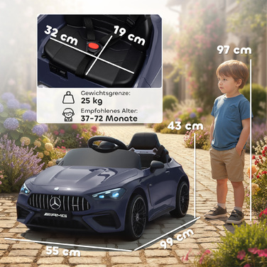 Електромобіль для дітей Kinder, дизайн Mercedes-Benz, двигун 12V, пульт дистанційного керування, світлодіодні фари, музика, для дітей віком 3-6 років, сірий колір