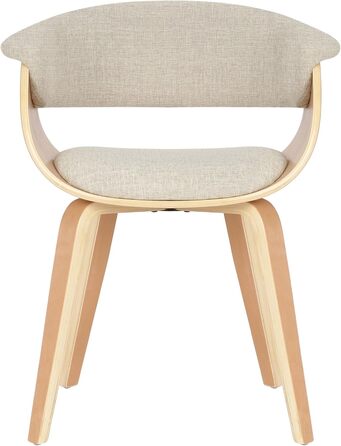 Стільці для їдальні CLP Bruce з тканинним покриттям, дерев'яним каркасом, чорного кольору для їдальні або кухні | Крісло витримує до 150 кг, колір: каркас - горіх (дерево (натуральне), кремовий)