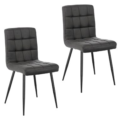 Набір обідніх стільців Lestarain 6 шт. з м'яким сидінням, оксамитові, для кухні/вітальні, металеві ніжки, сірий