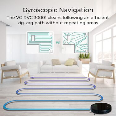 Робот-пилосос з функцією миття підлоги, гіроскопічна навігація, керування через додаток, чорний, VG RVC 3001 BK