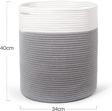 Кошик для білизни 32л з бавовни з ручками (D34*H40см), плетений кошик для зберігання, коричневий (сірий)