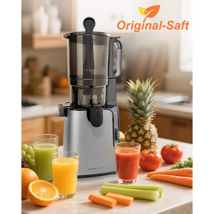 Charmline Slow Juicer: повільний соковитискач для фруктів та овочів, 1,8л, легке очищення