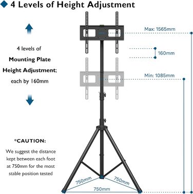 Підставка для телевізора BONTEC: поворотна, нахилена, регульована по висоті, для LCD, LED, OLED, Plasma, Curved телевізорів 32-60 дюймів, до 45 кг, VESA 400x400 мм