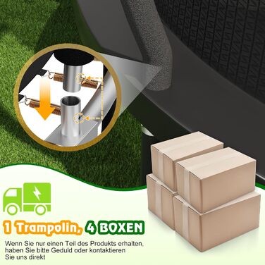 Батут Devoko вуличний Ø488 см з сіткою та драбиною, чорний - великий дитячий батут для саду з сертифікатом GS